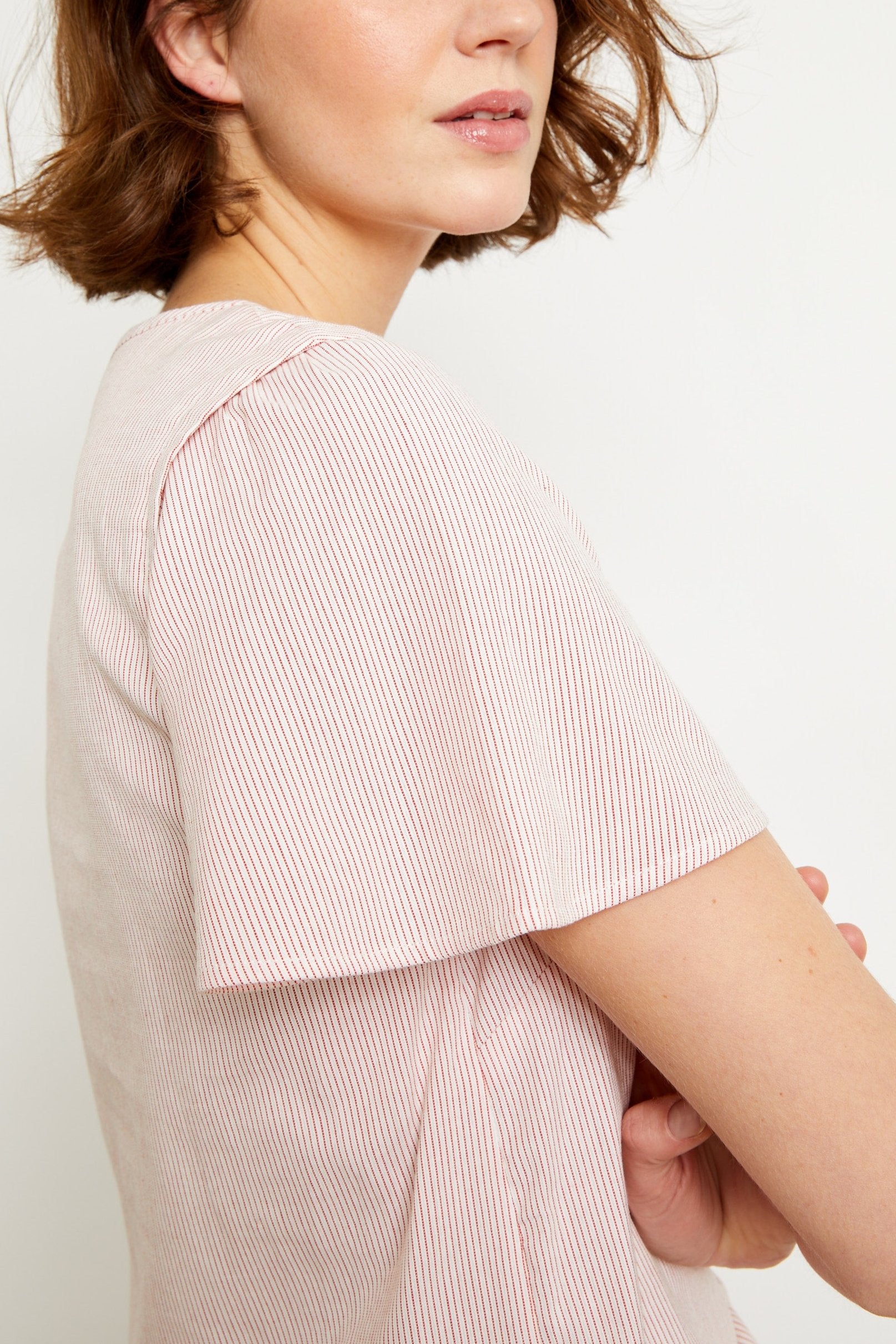 BLOUSE RAYON - RED STRIPES