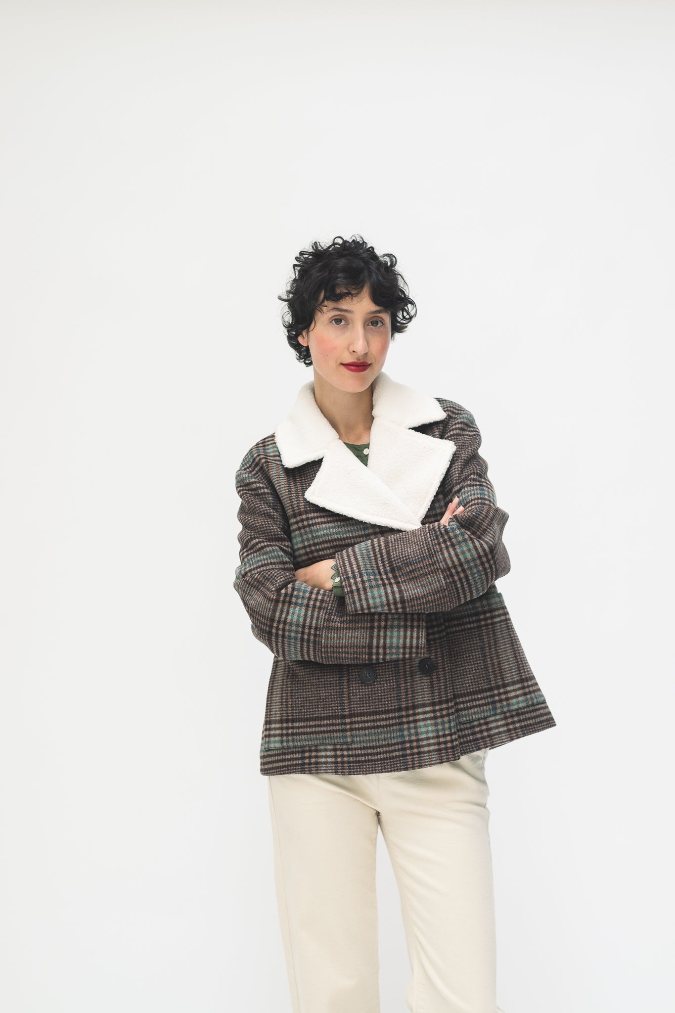 MANTEAU CHELA - CHECKS BLEU