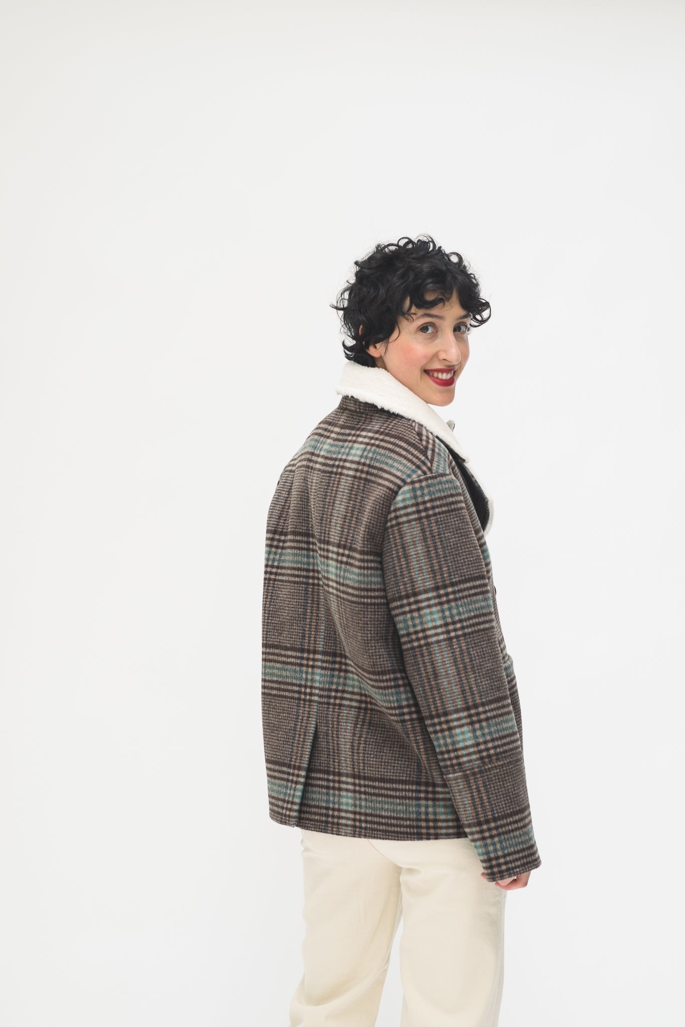 MANTEAU CHELA - CHECKS BLEU