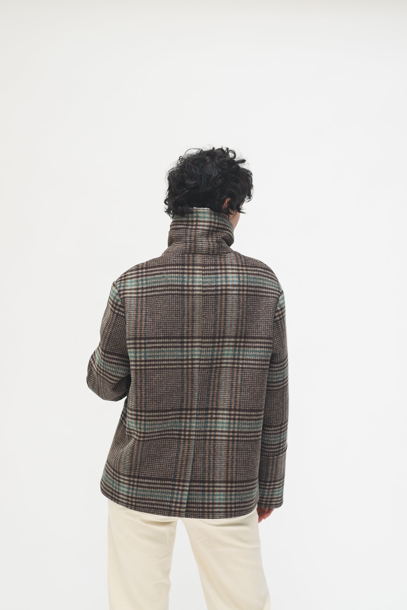 MANTEAU CHELA - CHECKS BLEU
