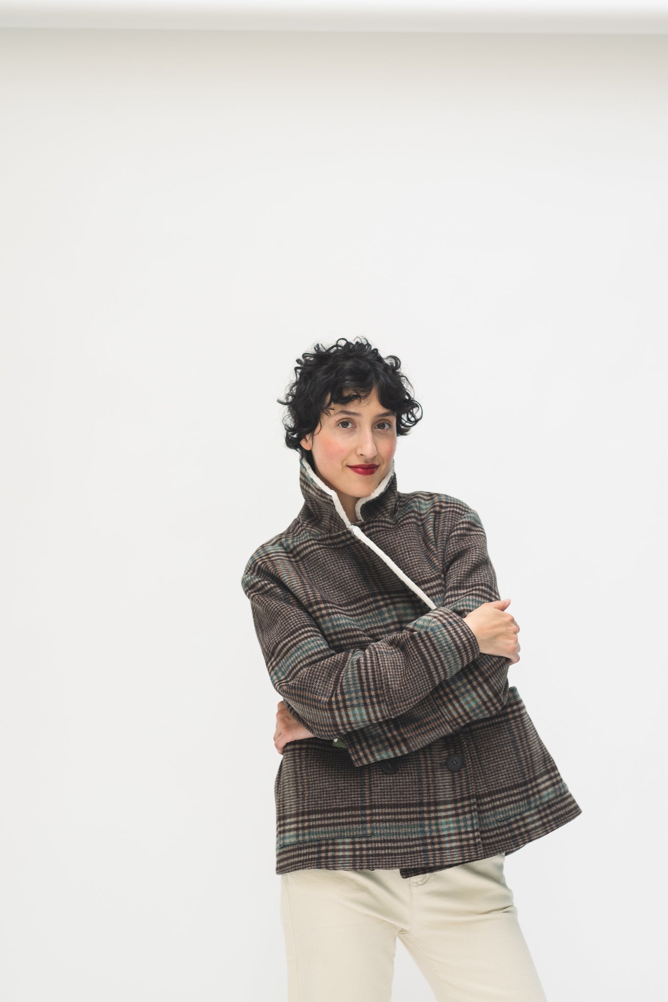 MANTEAU CHELA - CHECKS BLEU