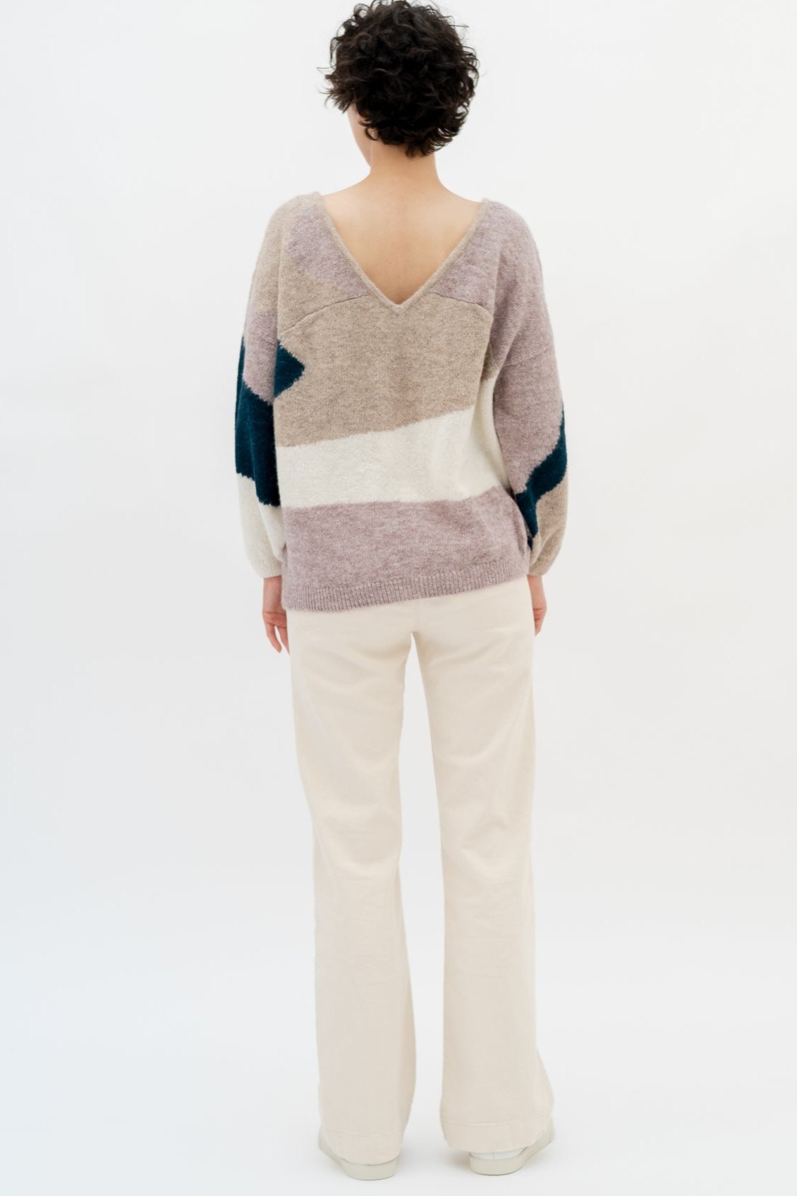 PULL MALTE - ECRU/SABLE/FORET/LILAS
