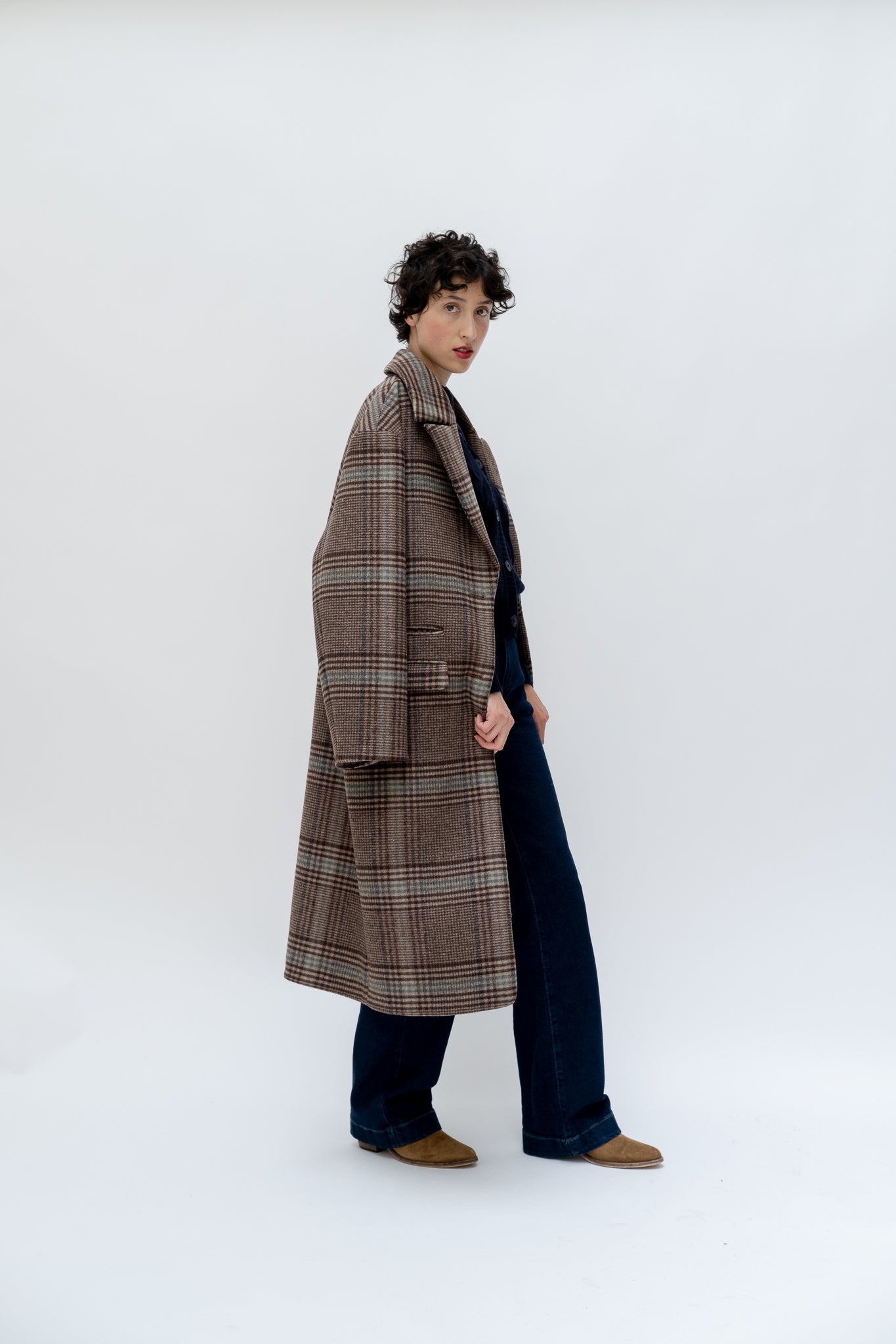MANTEAU CHERY - CHECKS BLEU