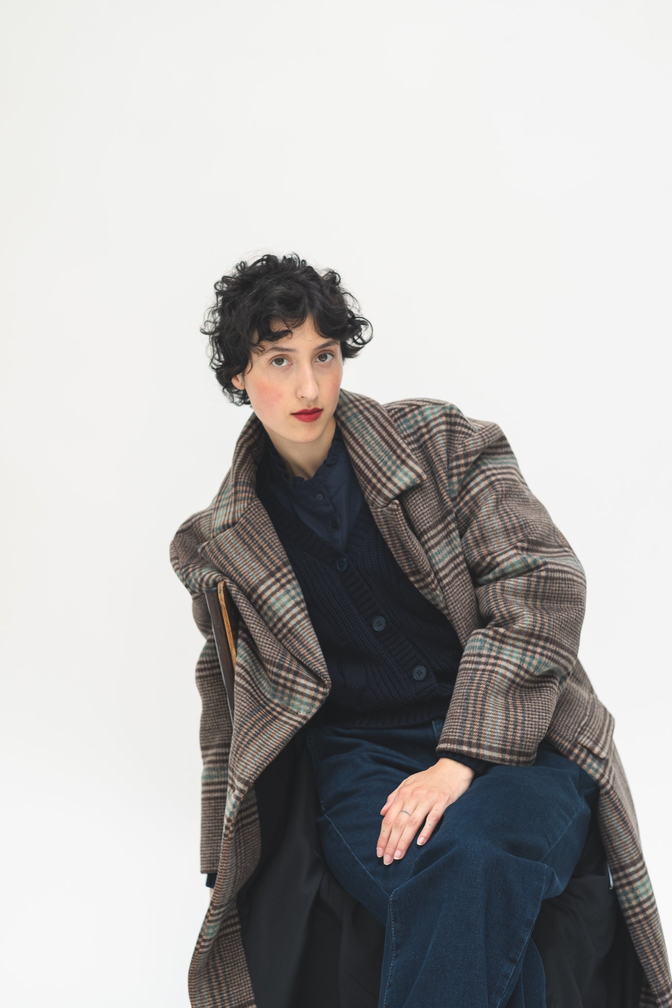 MANTEAU CHERY - CHECKS BLEU
