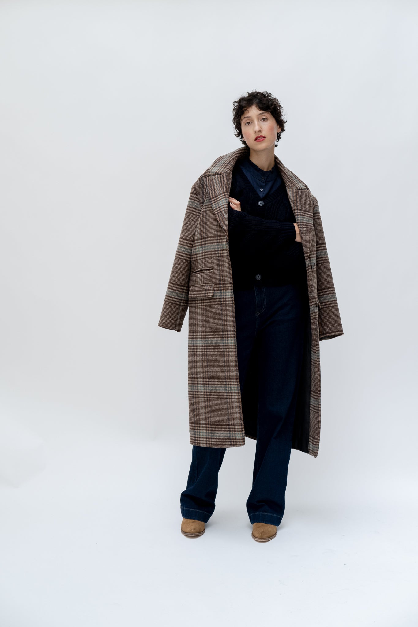 MANTEAU CHERY - CHECKS BLEU