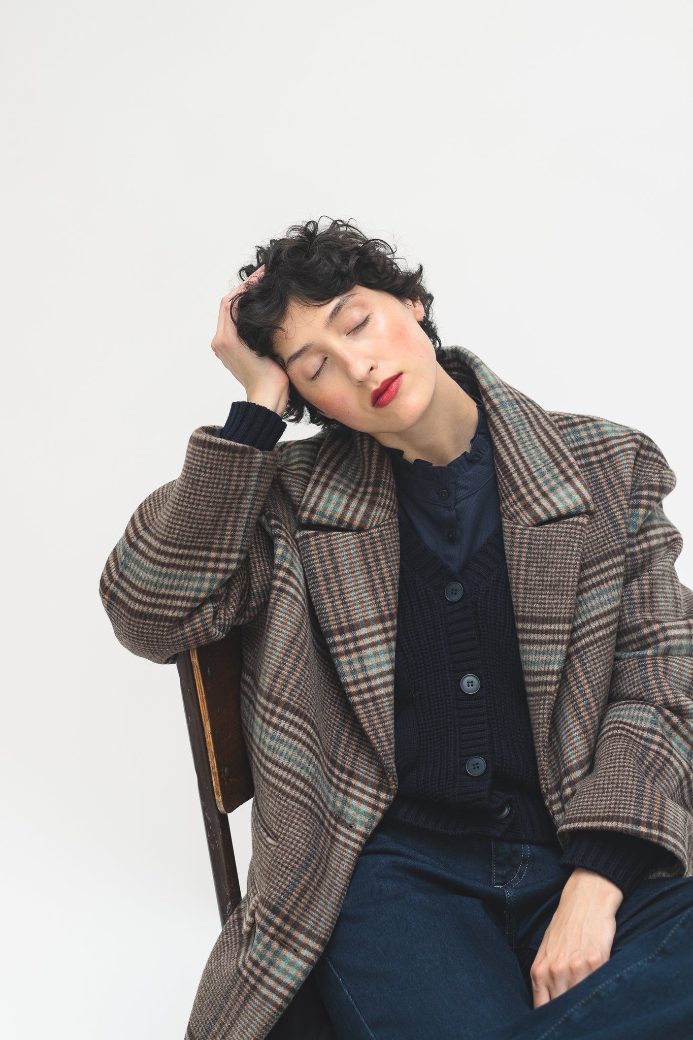 MANTEAU CHERY - CHECKS BLEU