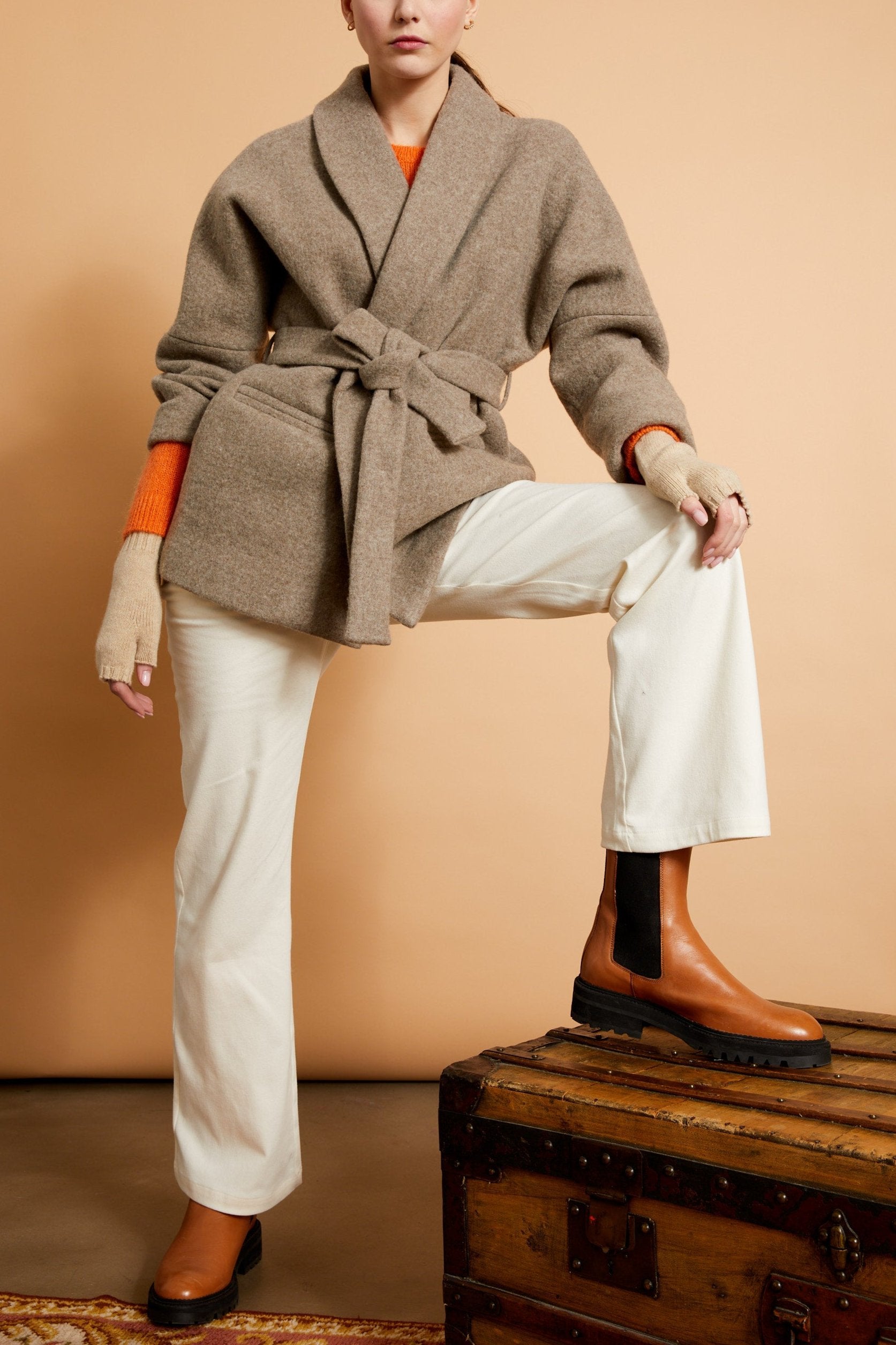 MANTEAU LAYNIE - BEIGE CHINE