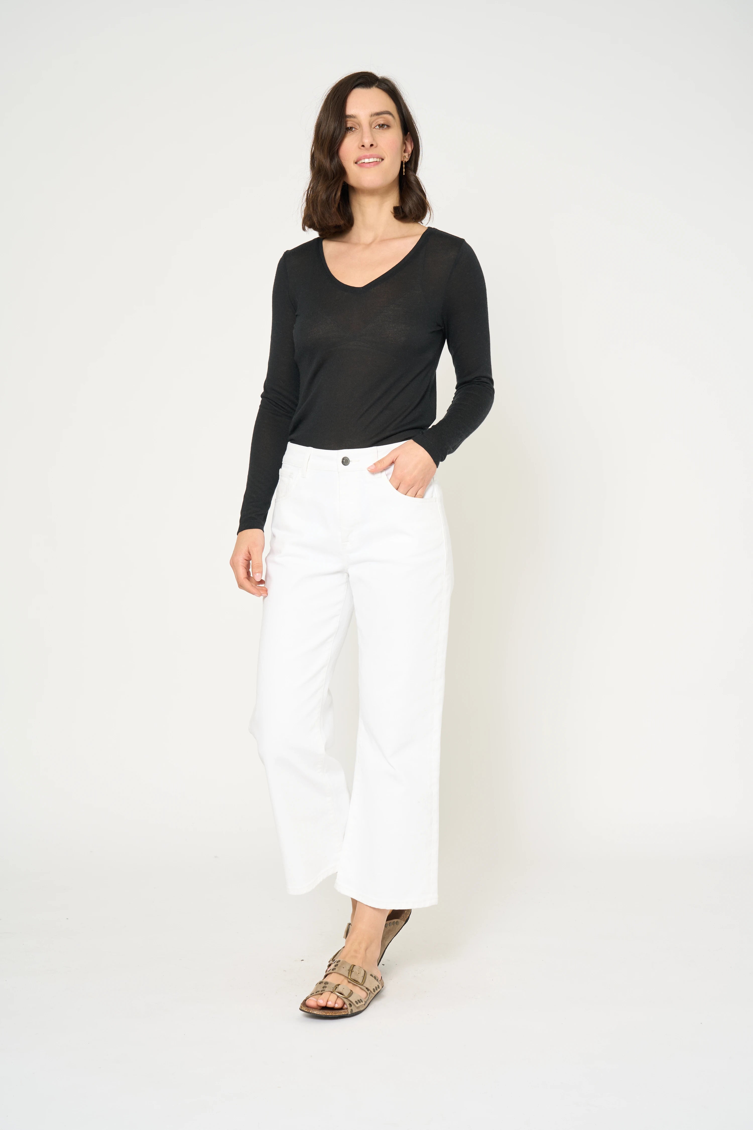 JEAN FARAH CROP - BLANC