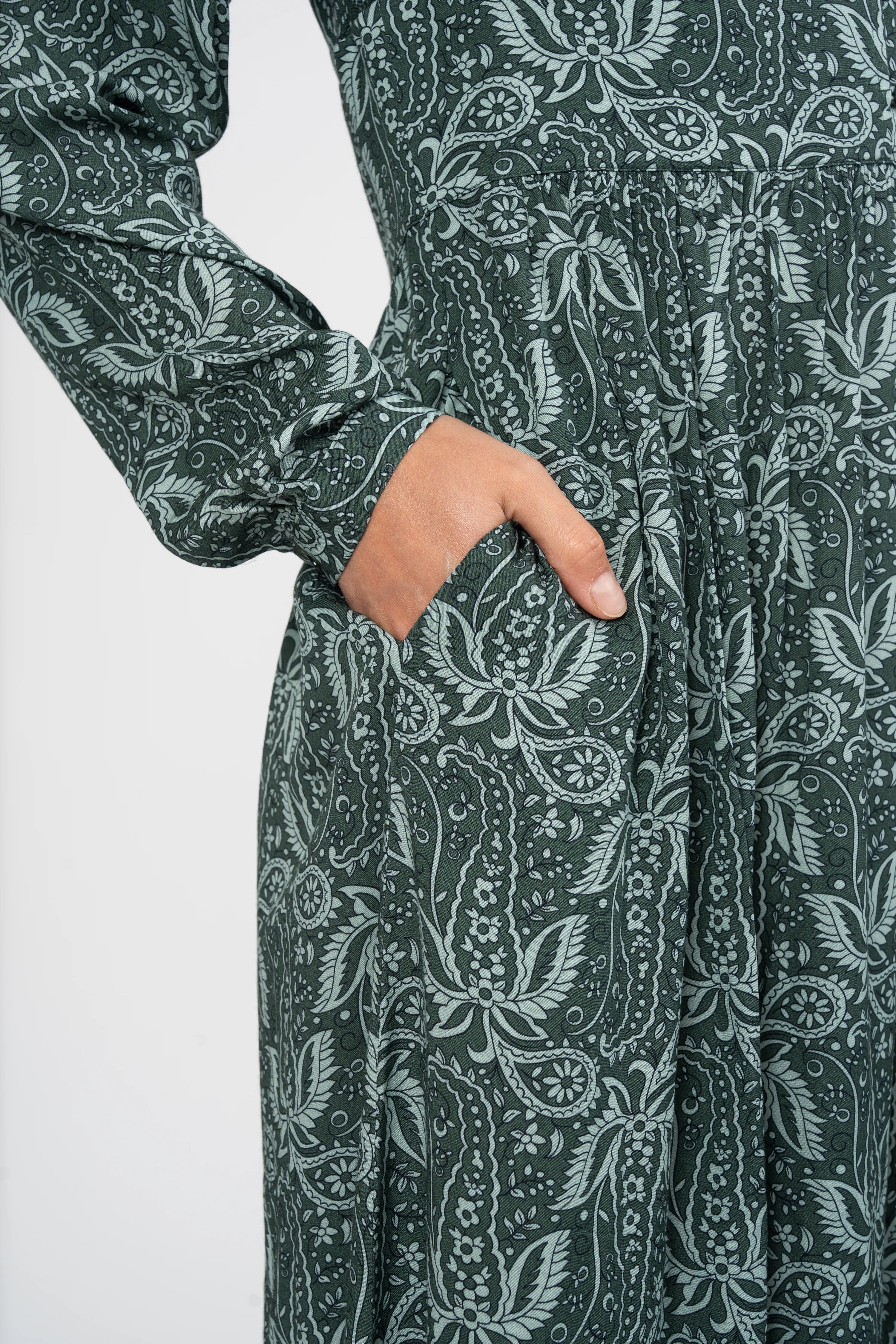 ROBE ELOI - PRINT PAISLEY VERT