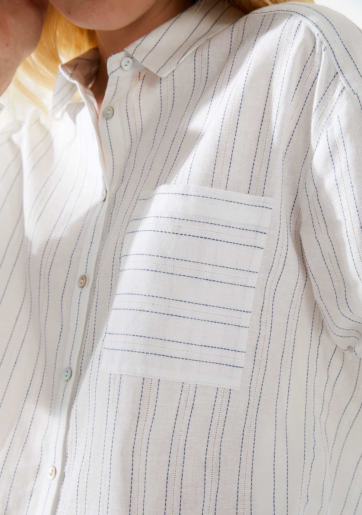 BLOUSE RITA - OFF WHITE/BLUE