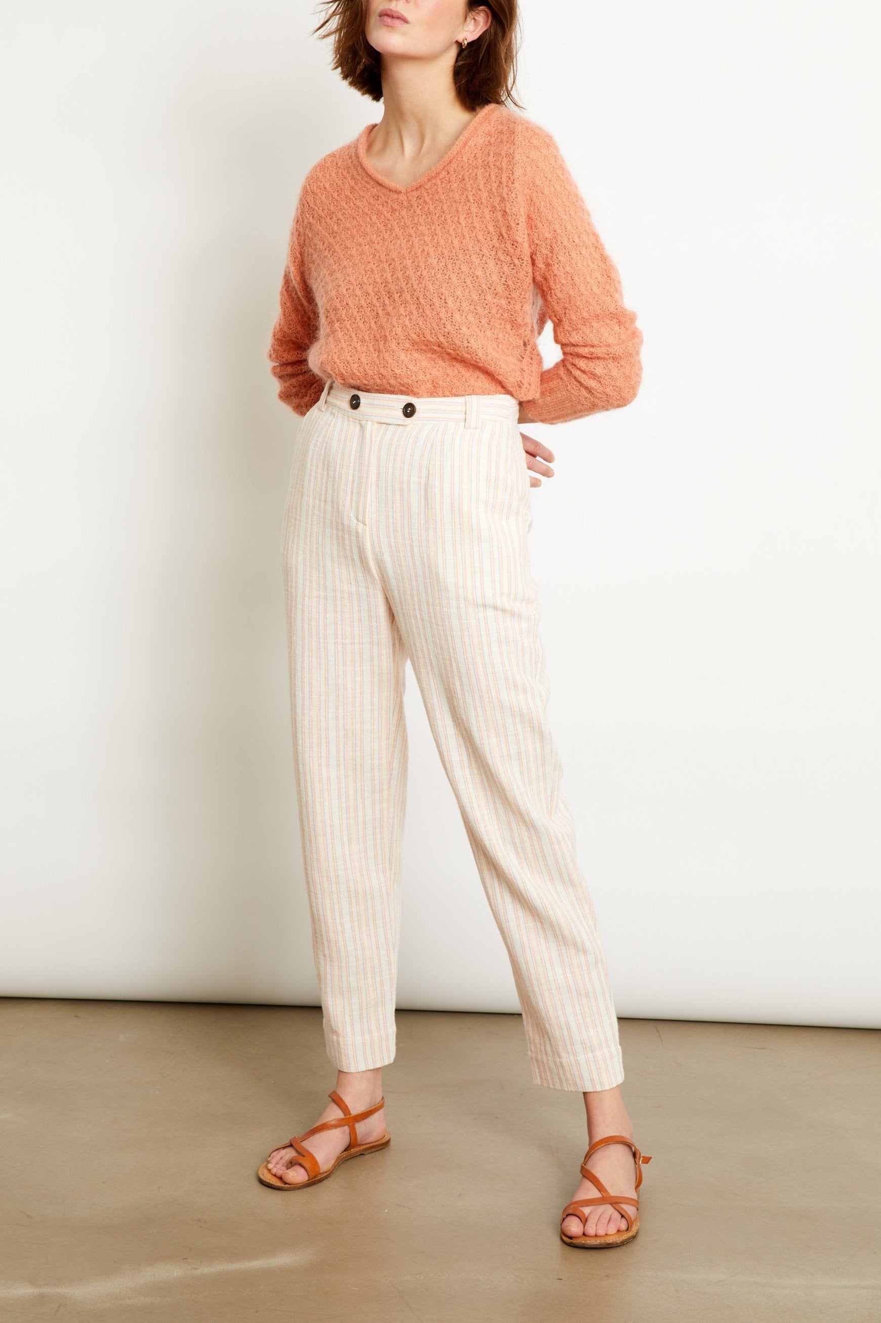 PANTALON LILIAN - FINE STRIPES LILAS