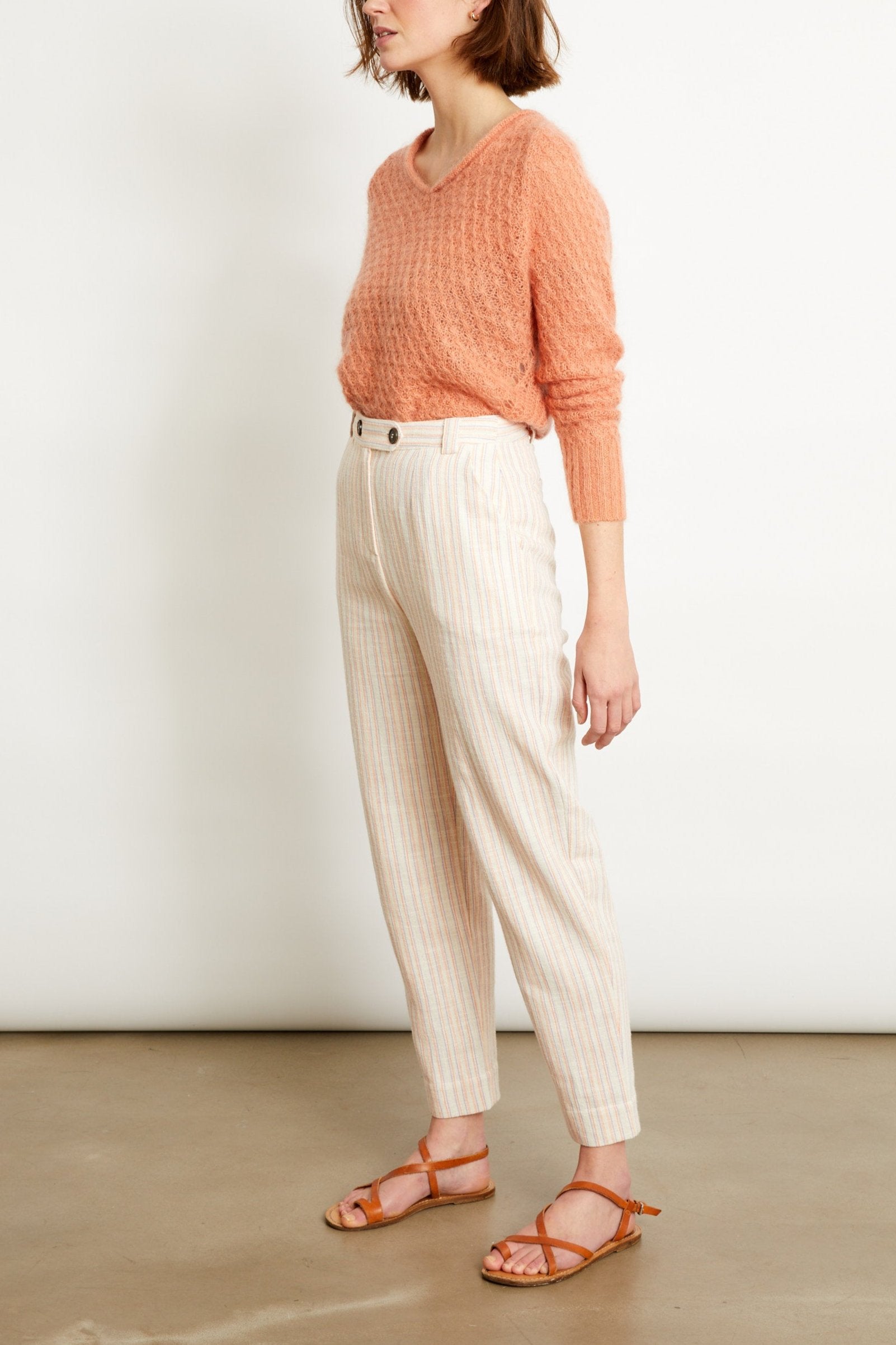 PANTALON LILIAN - FINE STRIPES LILAS