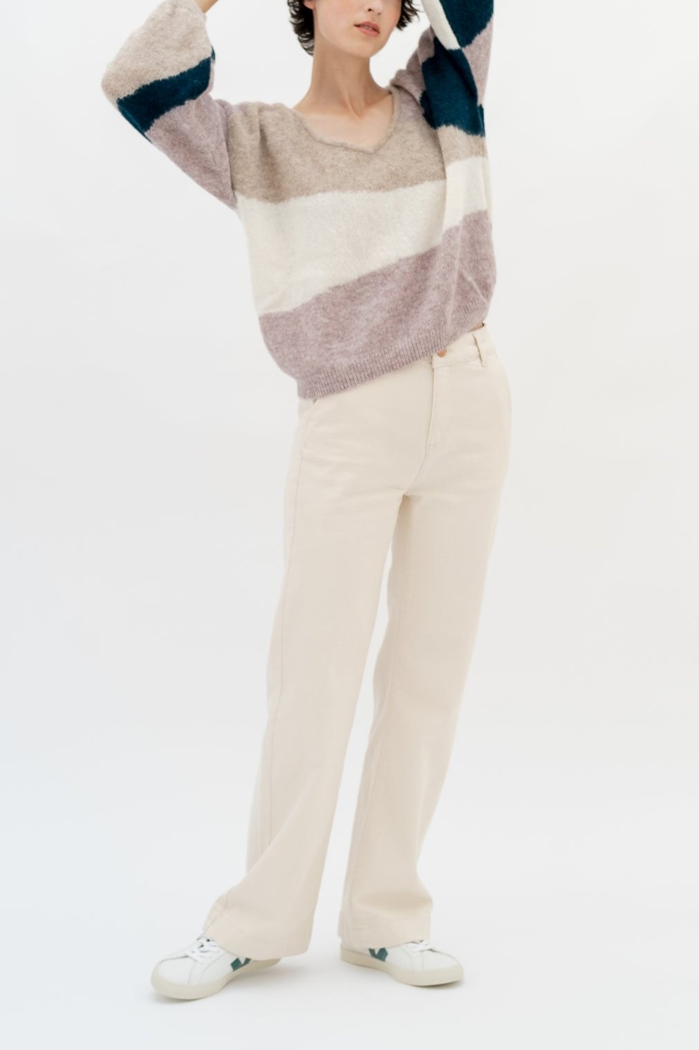 PULL MALTE - ECRU/SABLE/FORET/LILAS