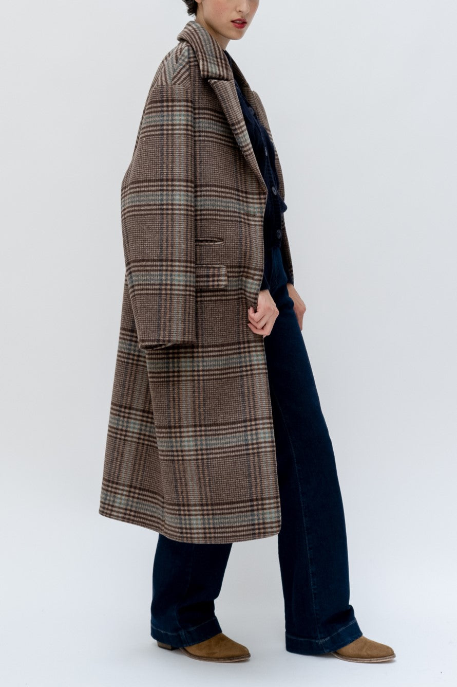 MANTEAU CHERY - CHECKS BLEU