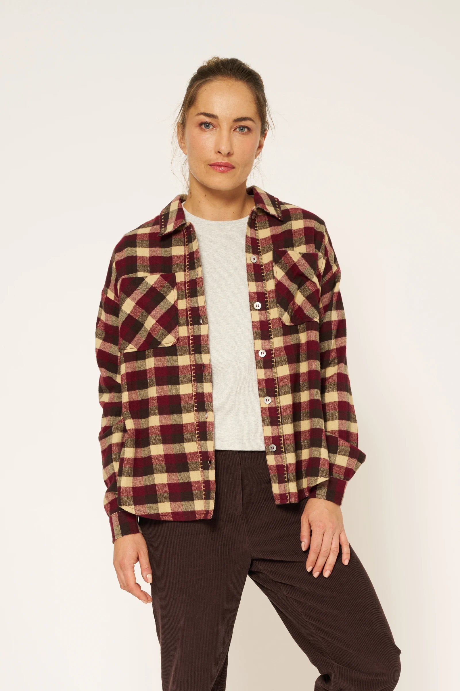 CHEMISE CARRIE - BROWN CHECKS