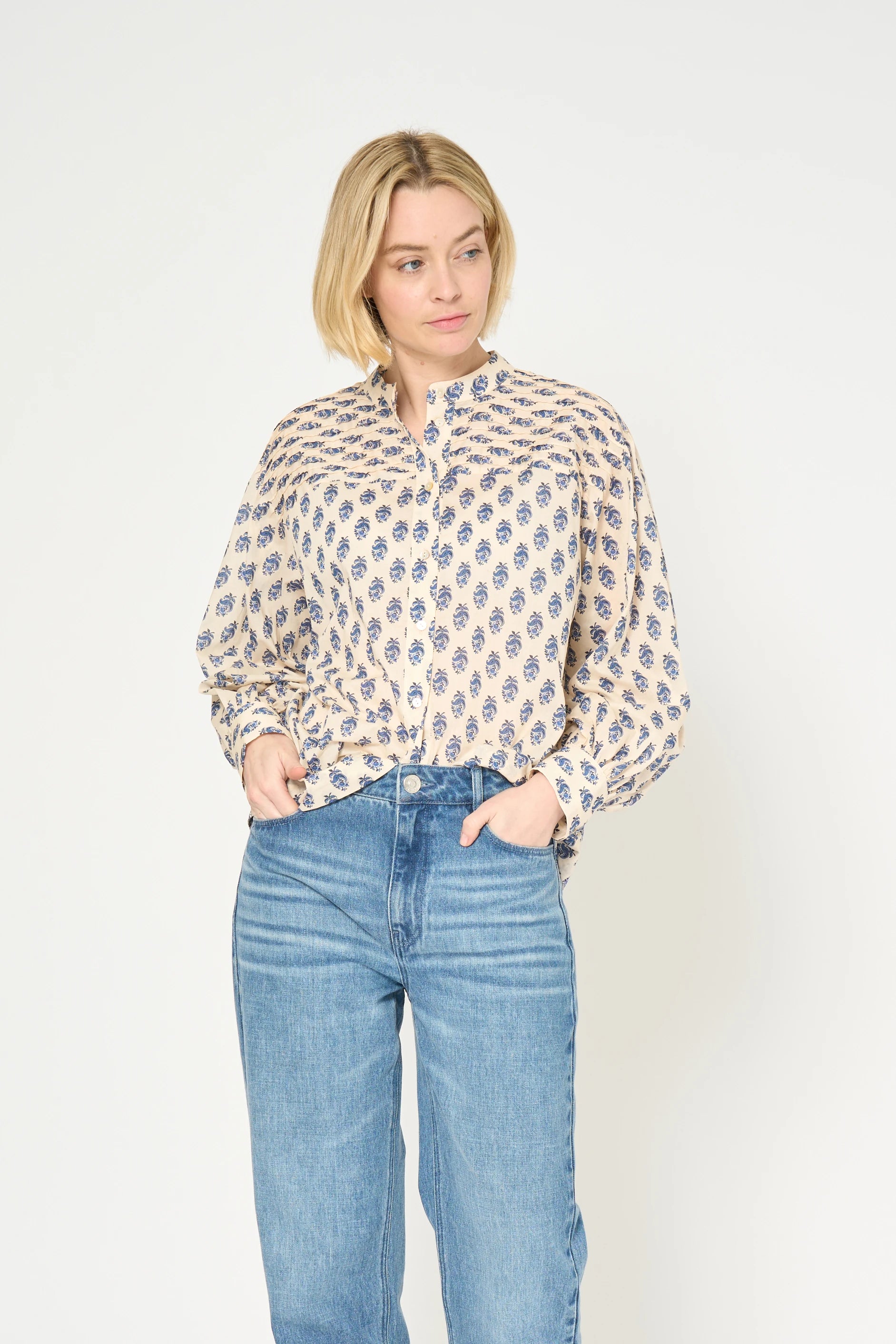 CHEMISE STUDETTE - PRINT PROVENCE BLUE