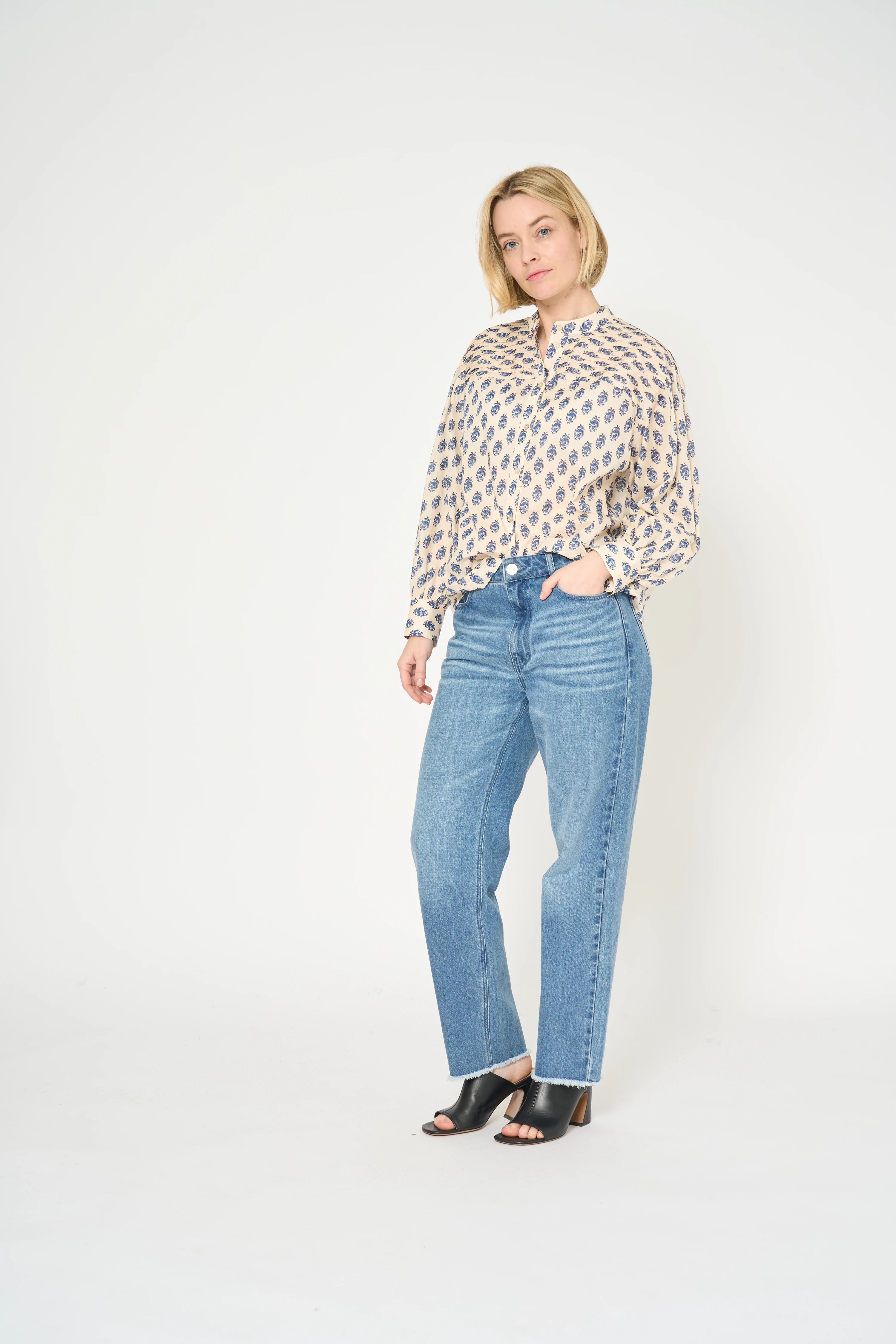 CHEMISE STUDETTE - PRINT PROVENCE BLUE