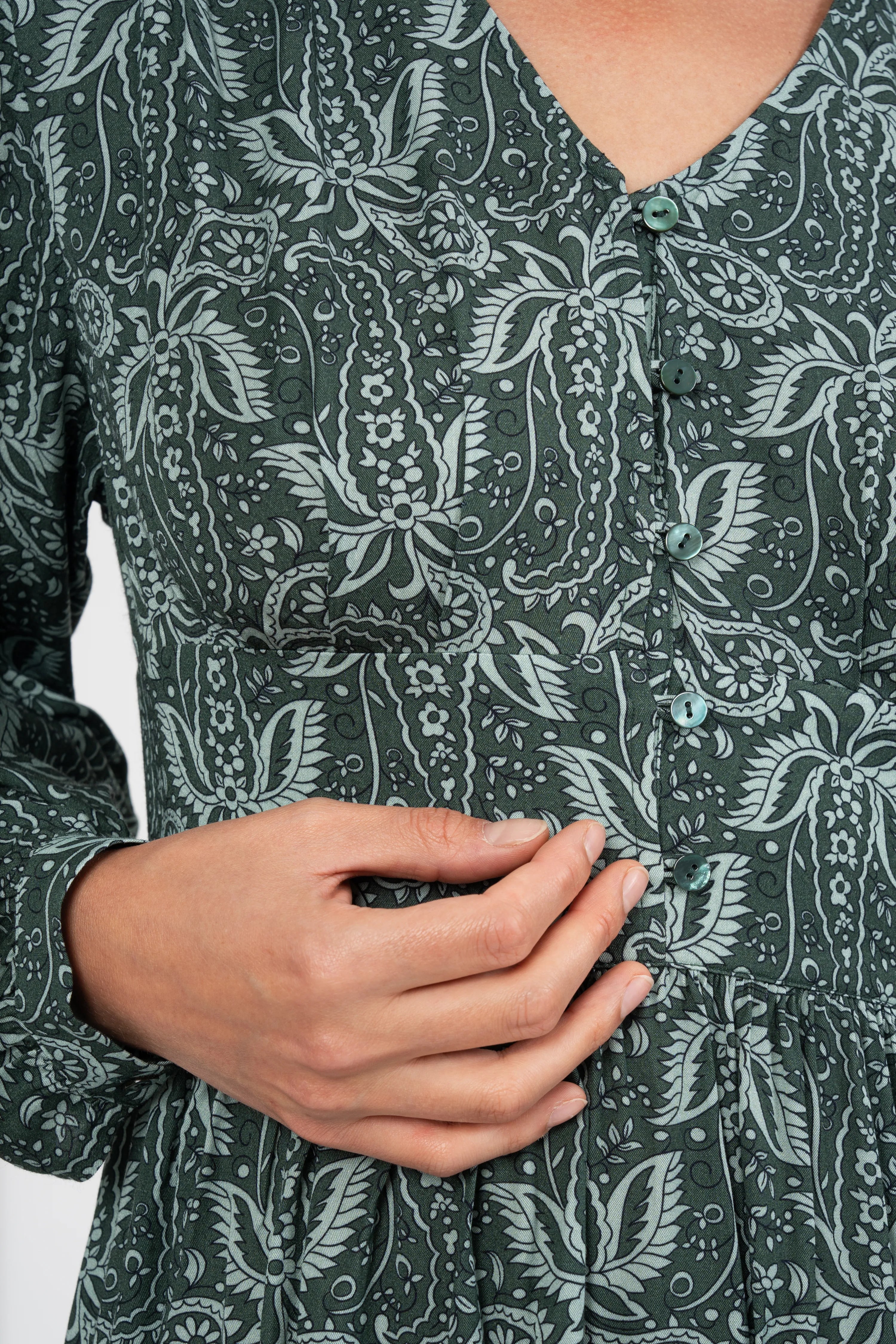 ROBE ELOI - PRINT PAISLEY VERT