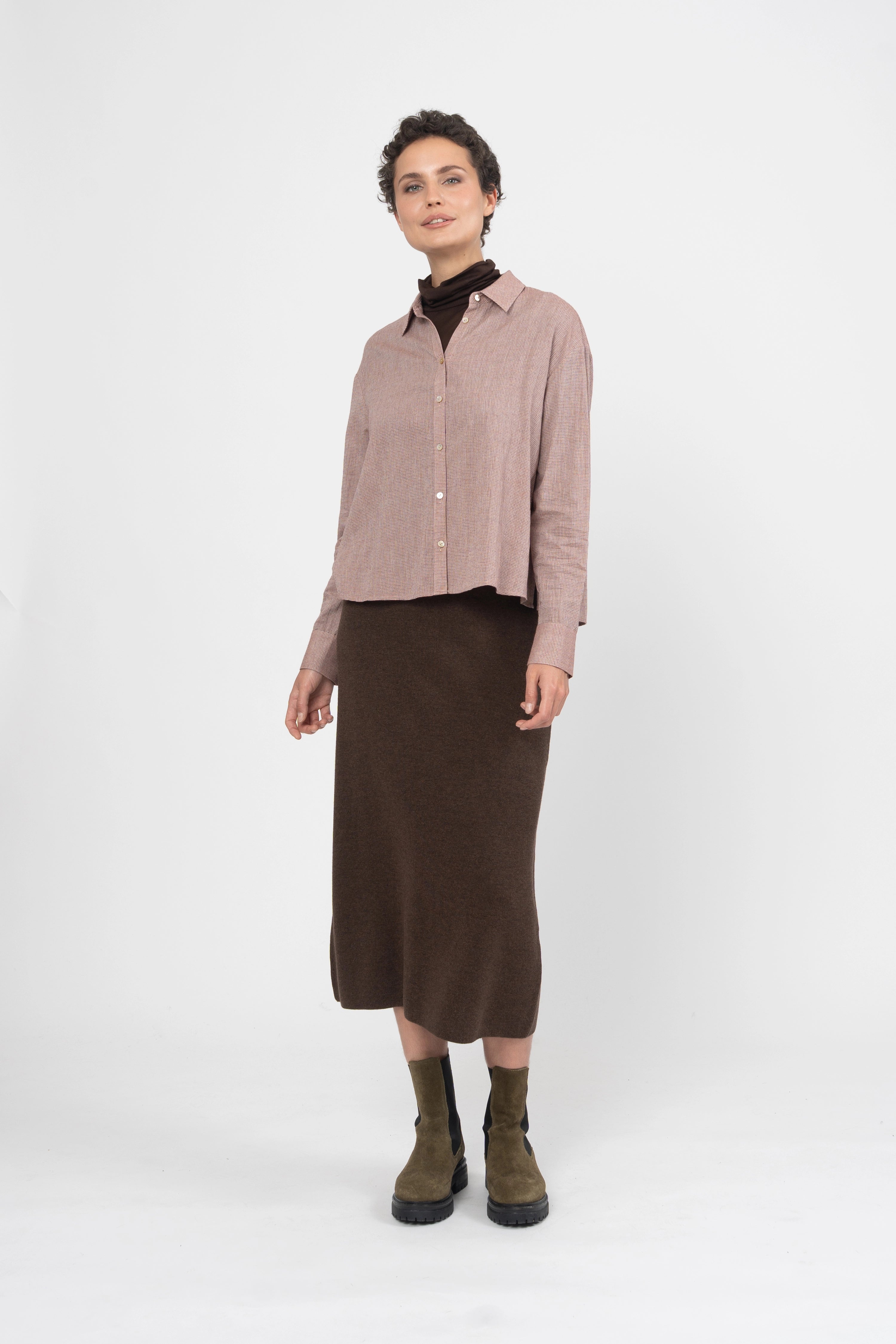 CHEMISE PIPER - BROWN CHECKS